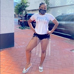 Black jean bling dangle shorts